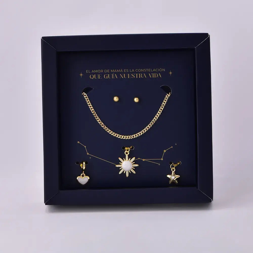 Set Constelación Brillo en Baño de Oro para Mamá