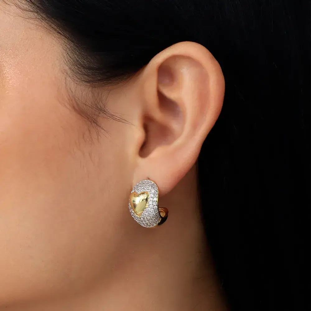 Aretes Topo de Corazón con Circones