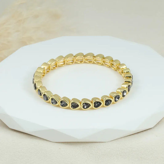 Pulsera Corazones Brillo en Baño de Oro