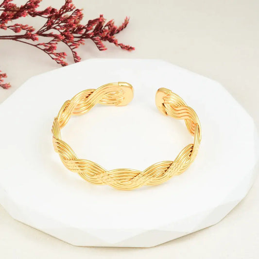 Brazalete Ondas Doradas en Baño de Oro