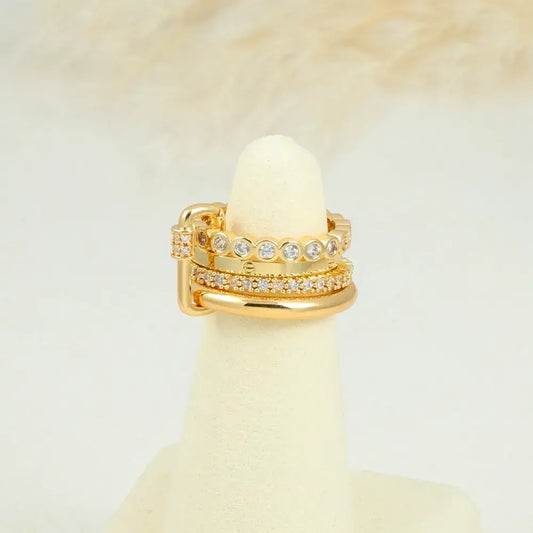 Set de anillos en baño de oro 24k