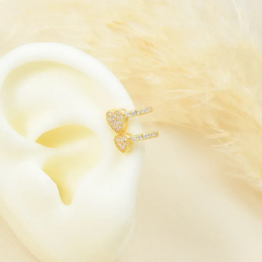 Earcuff doble con corazón y circones