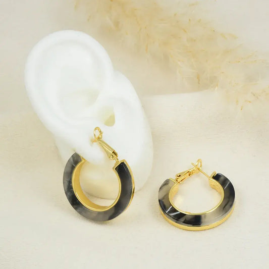 Aretes aro dorado marmoleados