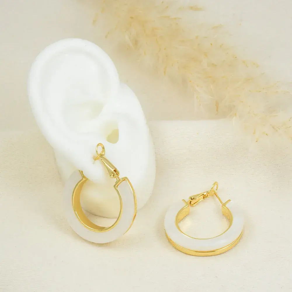 Aretes aro blancos marmoleados