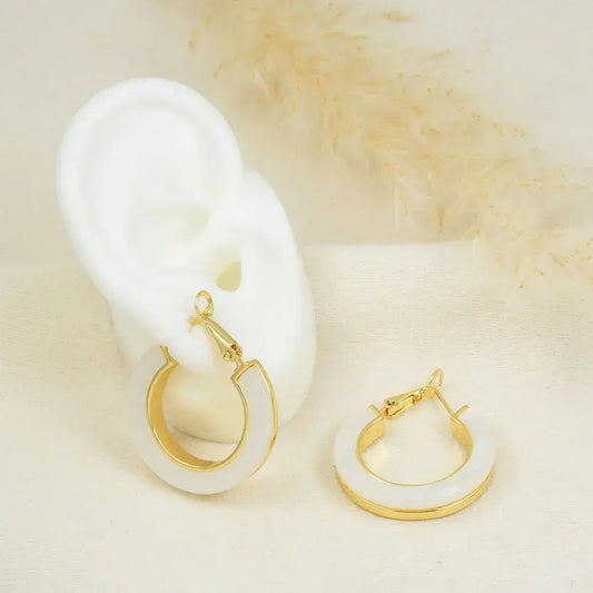 Aretes aro blancos marmoleados