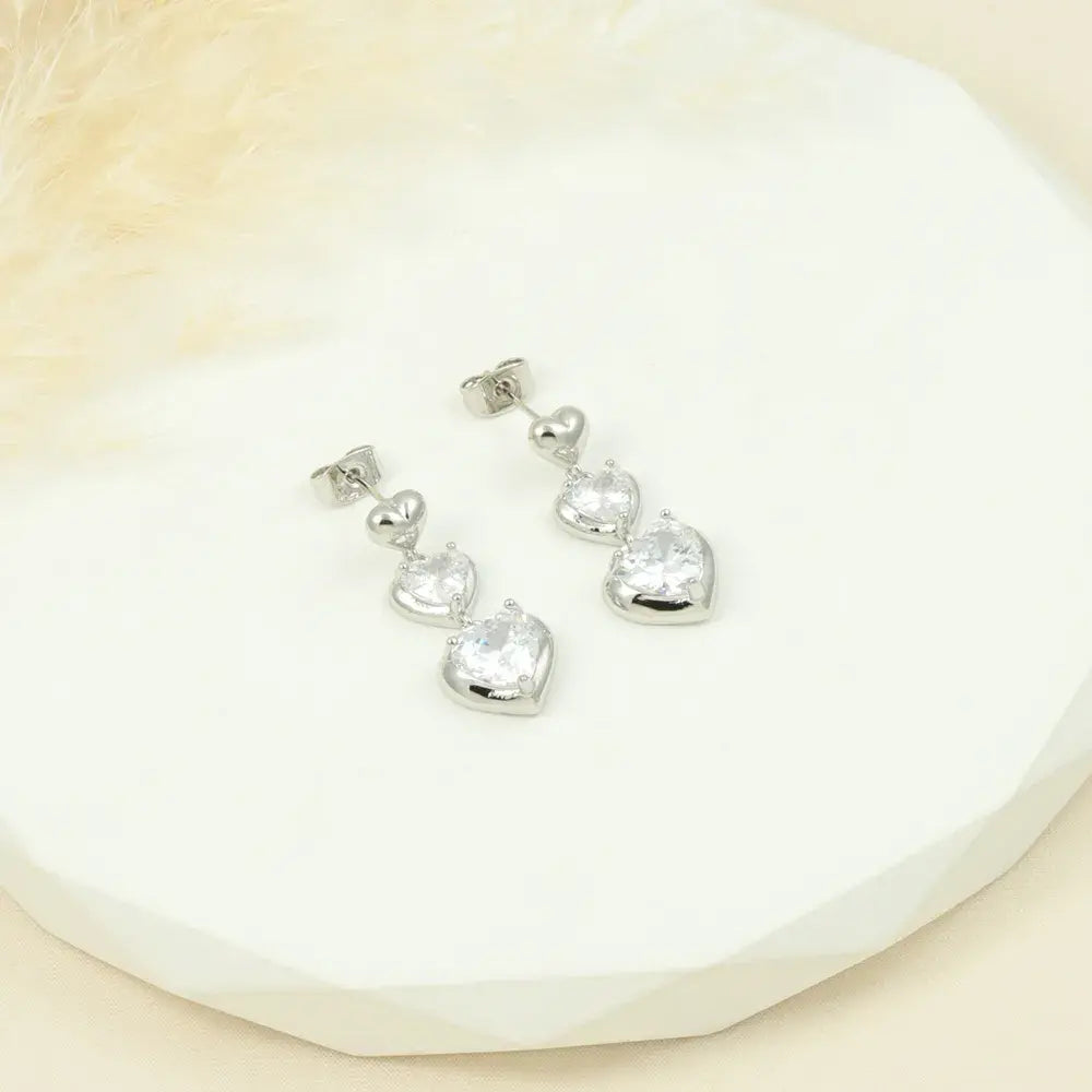 Aretes topo de corazón con circones