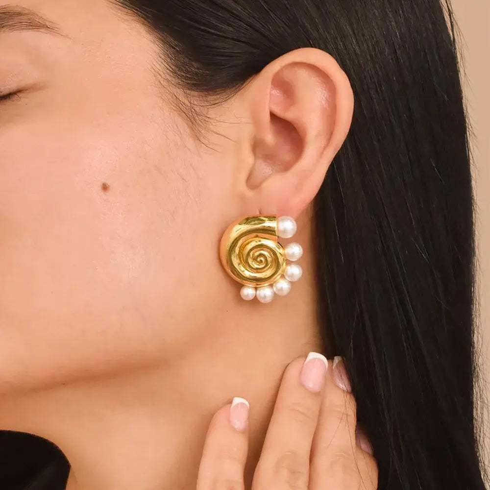 Arete Caracol Perla Marina