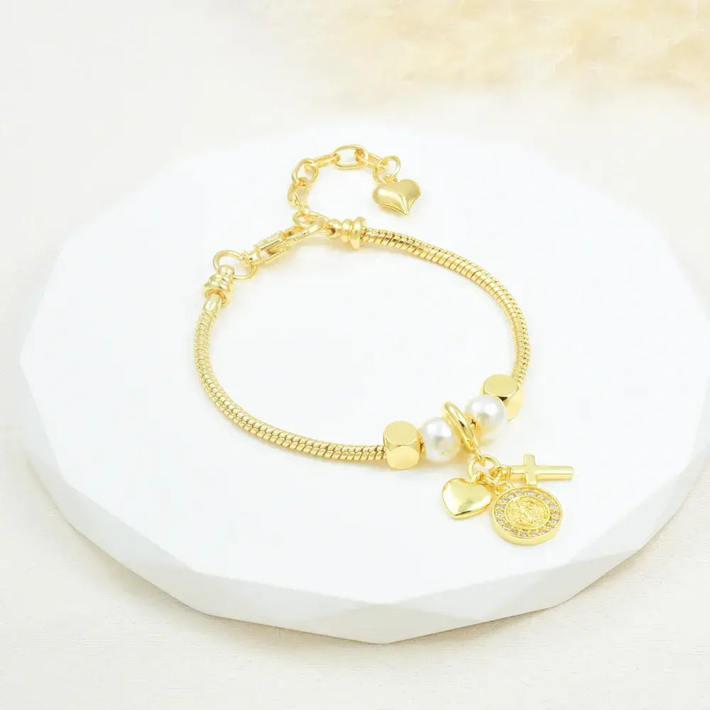 Pulsera Medalla Perla