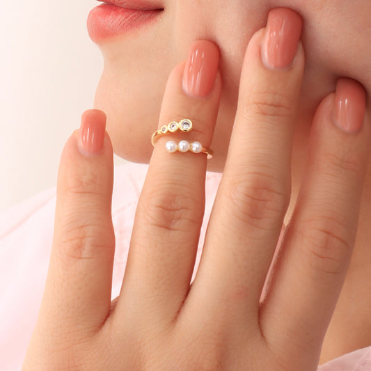 Anillo Nudillo Perlas