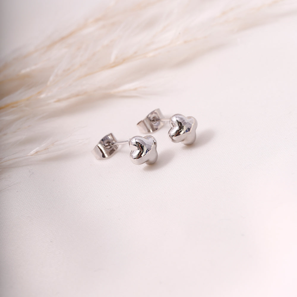 Arete Topo Flor Plateada