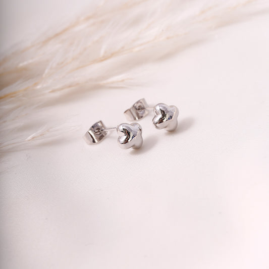 Arete Topo Flor Plateada