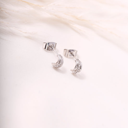 Arete Topo Luna Plateado Con Microcircones