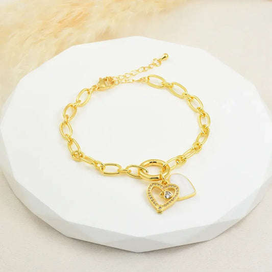 Pulsera Doble Corazón en Baño de Oro