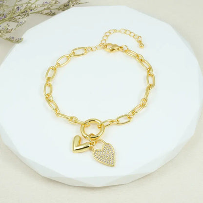 Pulsera Charms Corazón Brillo en Baño de Oro
