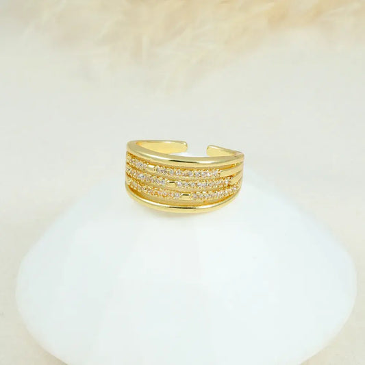 Anillo Ajustable Brillo Múltiple en Baño de Oro