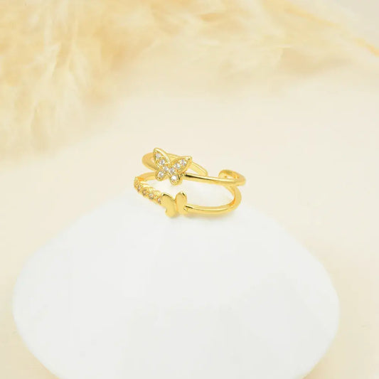 Anillo doble mariposa