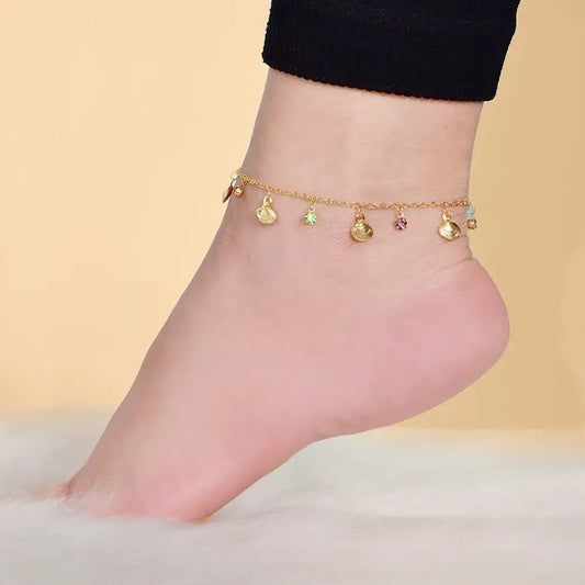 Tobillera con dijes colgantes de mar