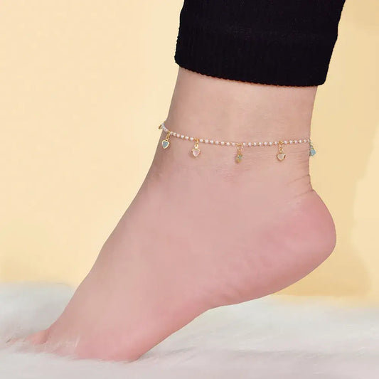 Tobillera de piedra corazón