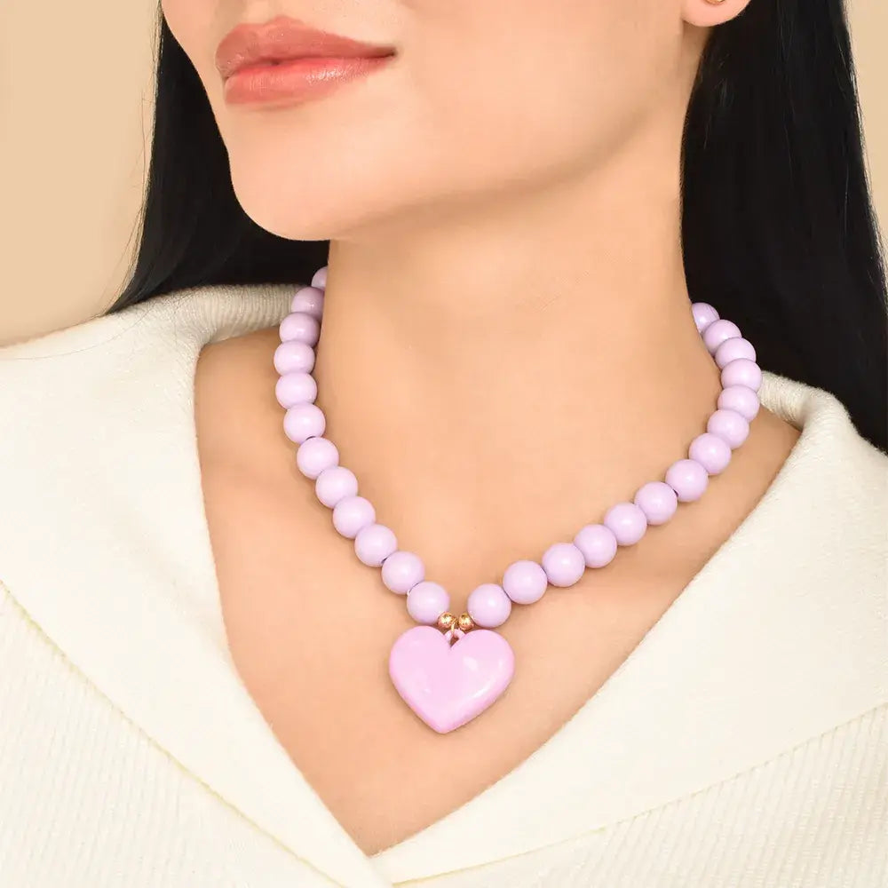 Collar Chicle Corazón Lavanda