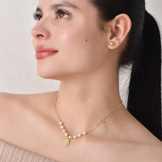 Cadena virgen milagrosa con perlas