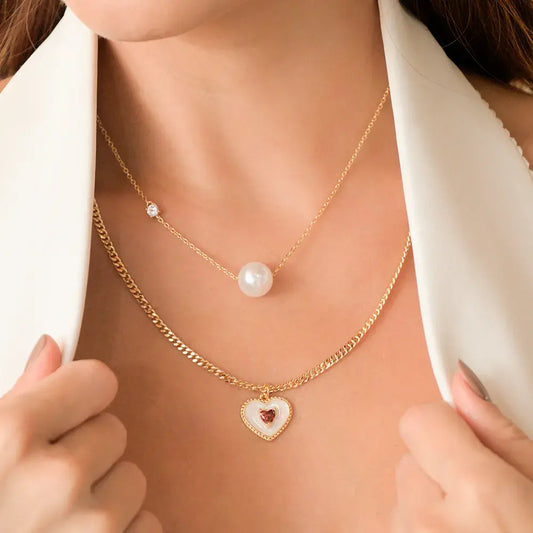 Juego de corazón con perlas