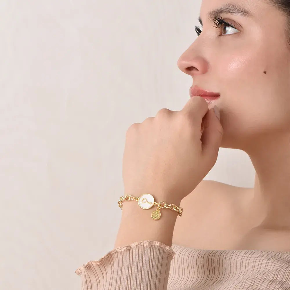 pulsera religiosa en baño de oro 24k