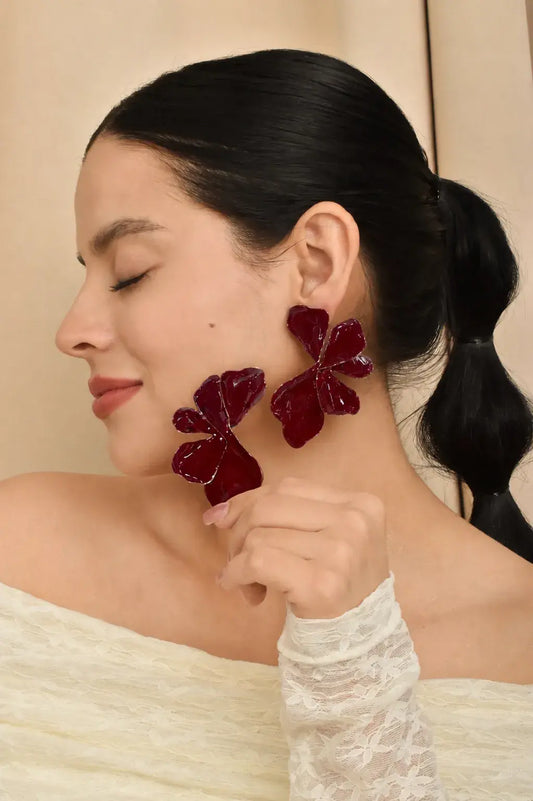Aretes Flor Vino
