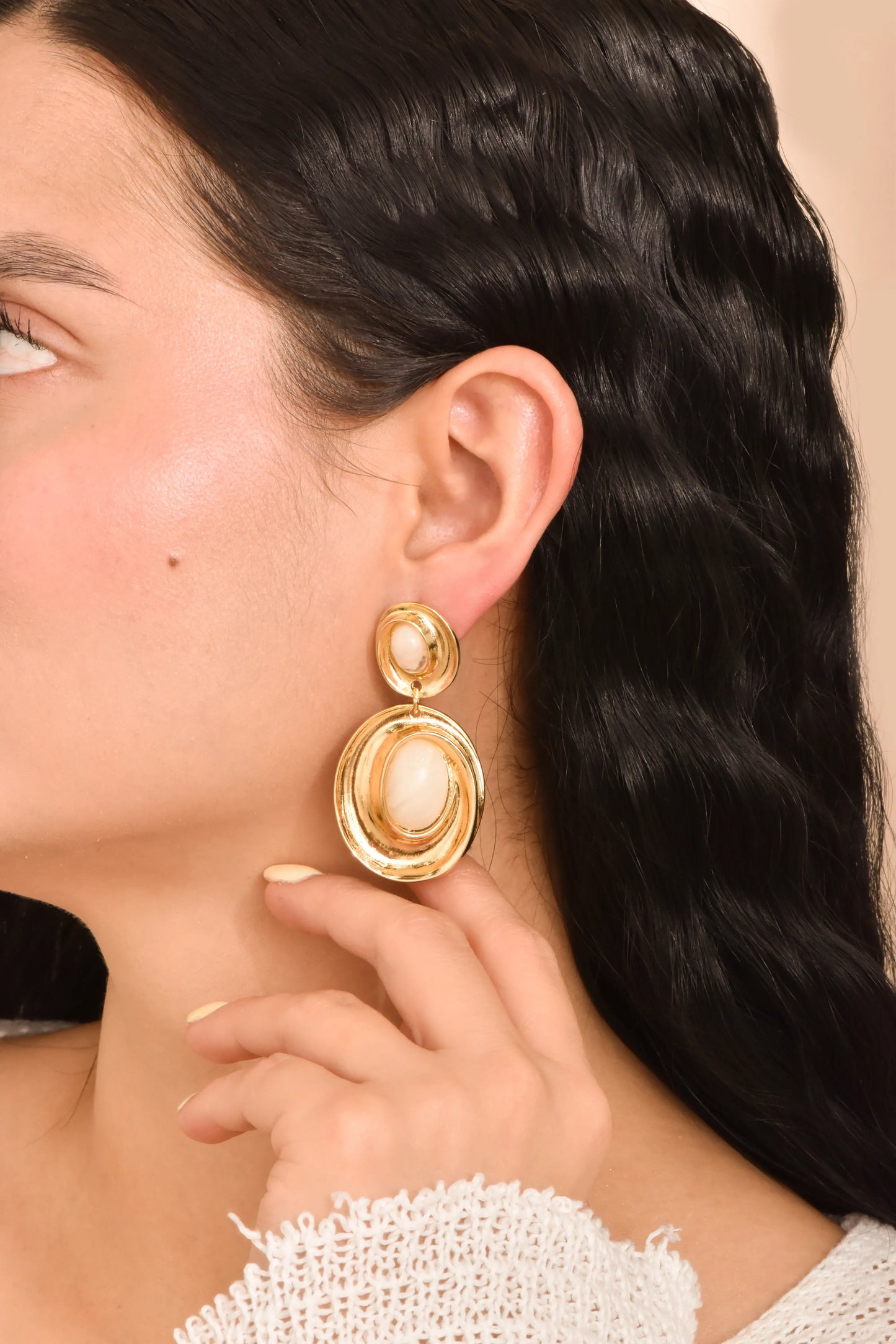 Arete Doble Óvalo Nácar