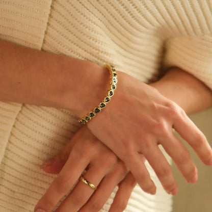 Pulsera Corazones Brillo en Baño de Oro