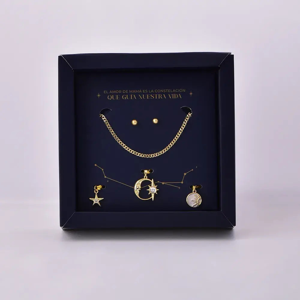 Set Constelación Infinita en Baño de Oro para Mamá