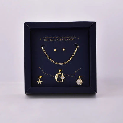 Set Constelación Infinita en Baño de Oro para Mamá