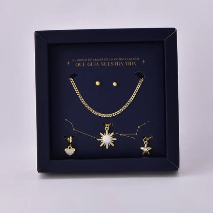 Set Constelación Brillo en Baño de Oro para Mamá