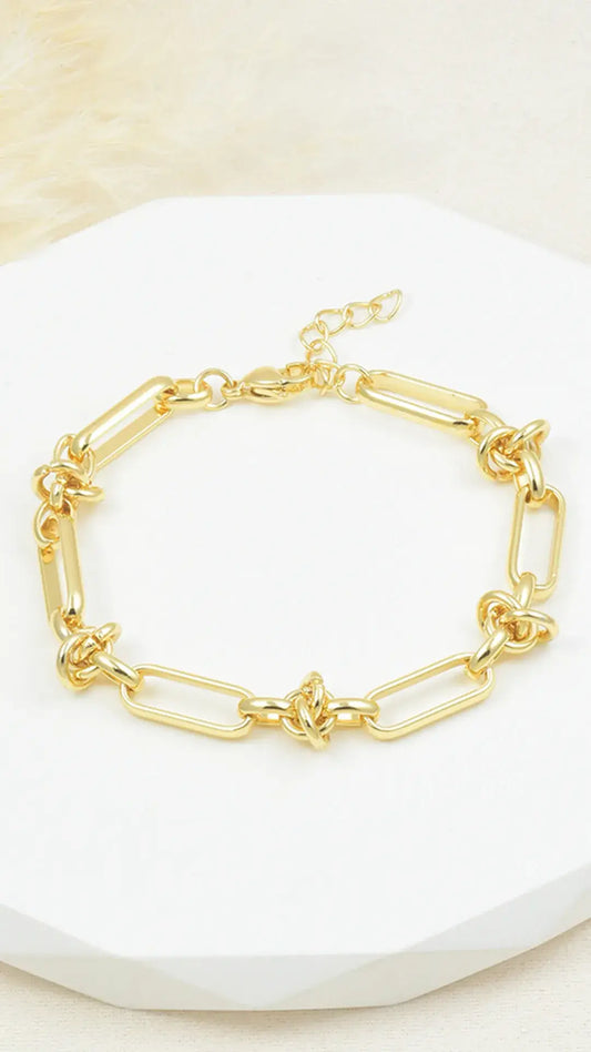 Pulsera De Eslabones Rectangulares Con Nudos