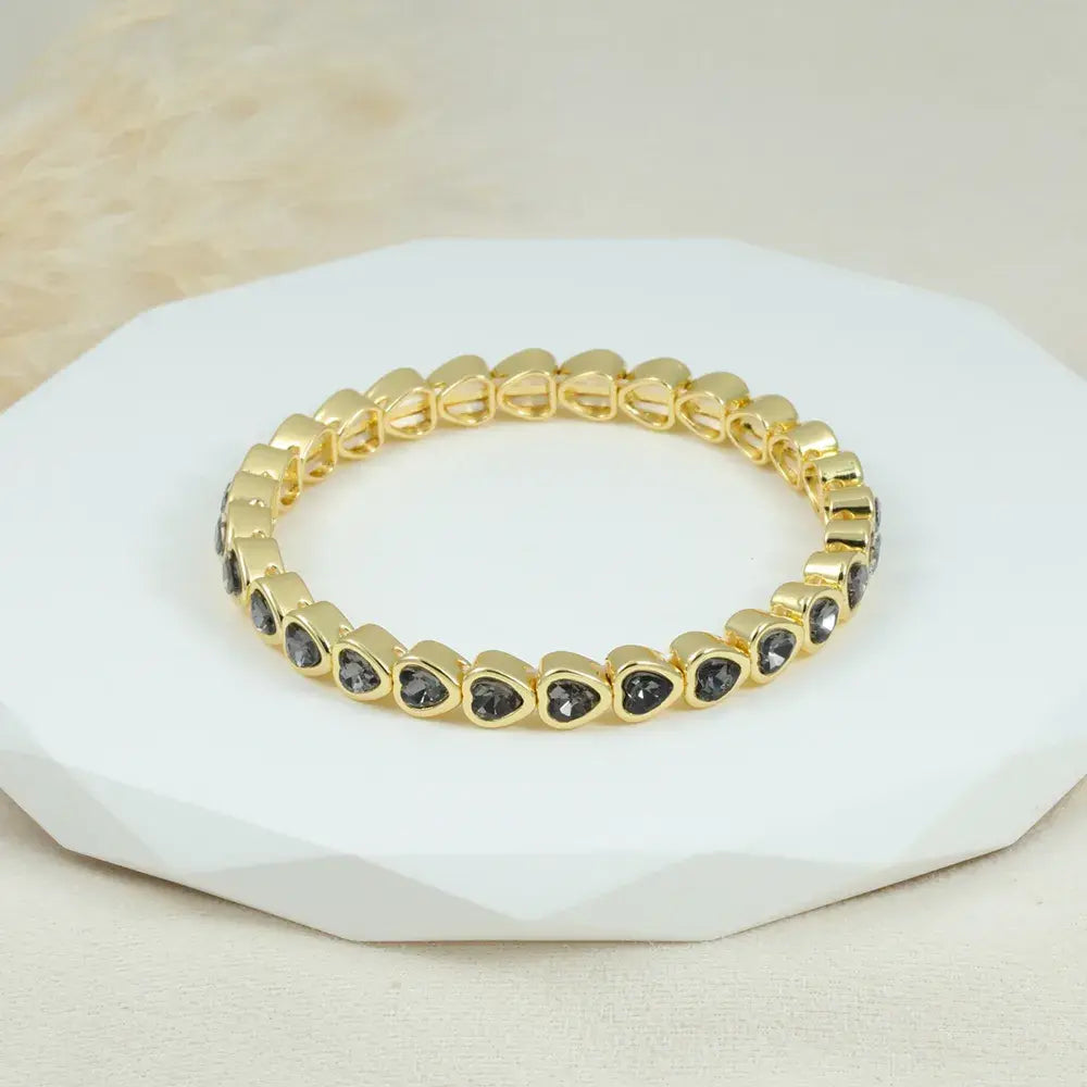 Pulsera Corazones Brillo en Baño de Oro