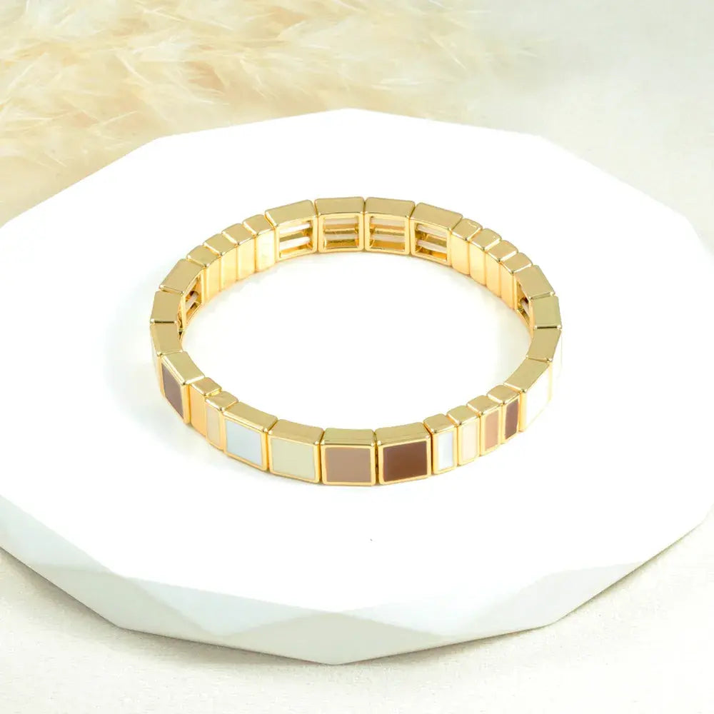 Brazalete dorado elástico geométrico