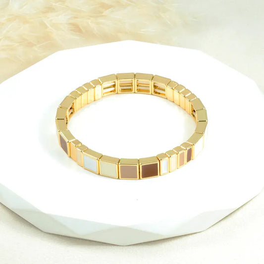 Brazalete dorado elástico geométrico