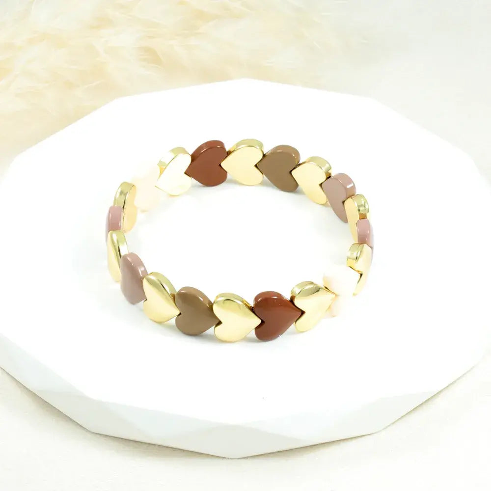 Brazalete dorado corazones esmaltados