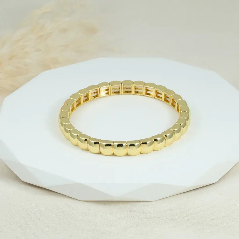 Pulsera Eslabones Redondeados en Baño de Oro