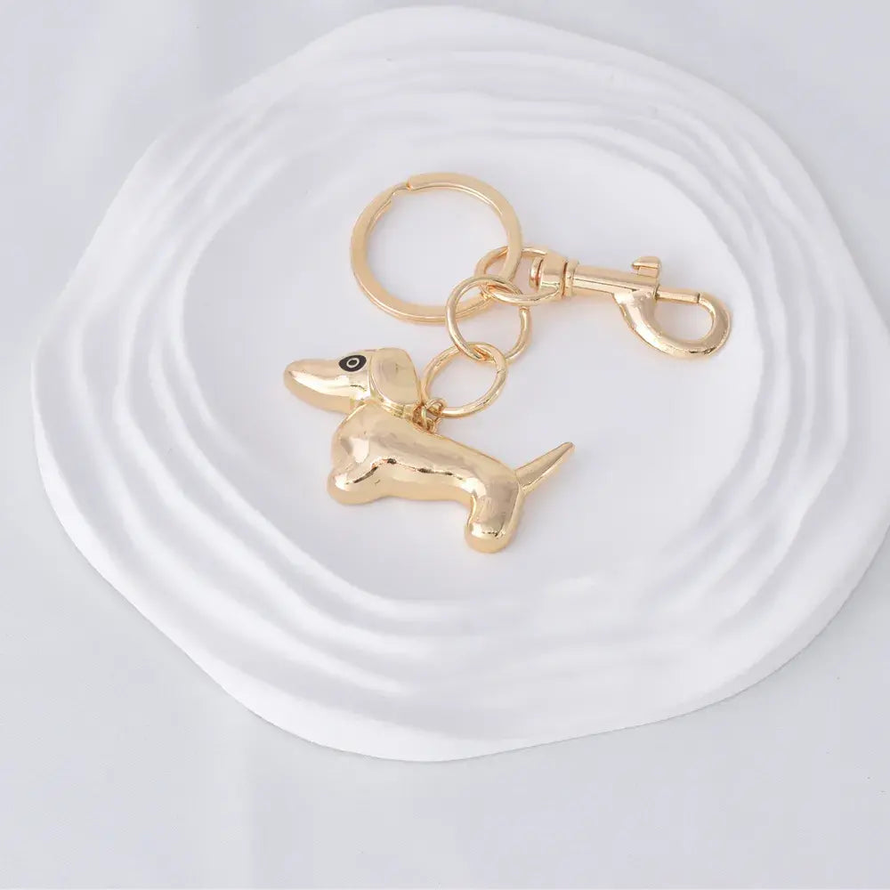Llavero de Perro en Baño de Oro