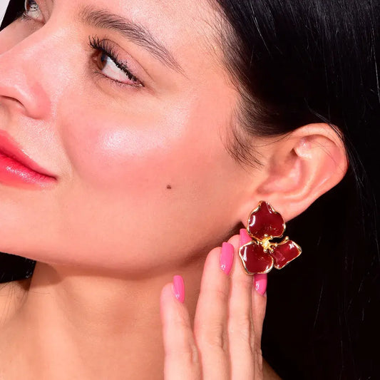 Arete flor esmaltado