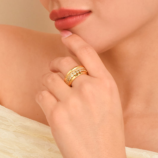 Set de anillos en baño de oro 24k