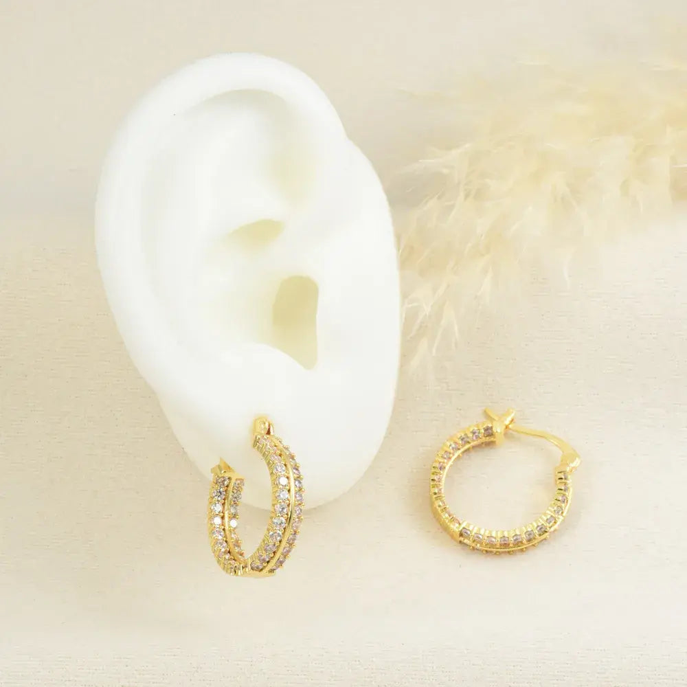 Aretes Argolla Brillo Completo en Baño de Oro