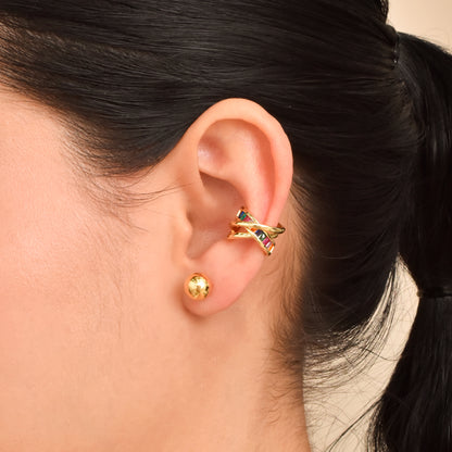 Earcuff cruzado con circón