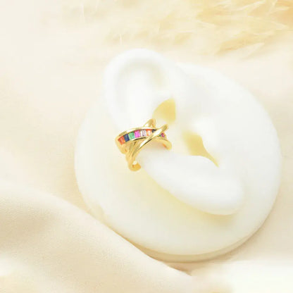 Earcuff cruzado con circón