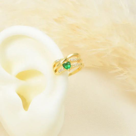 Earcuff triple línea con corazón