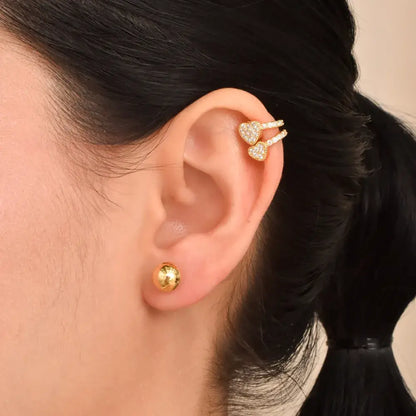 Earcuff doble con corazón y circones