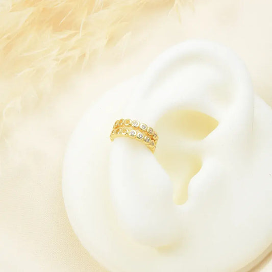 Earcuff doble fila con circones redondos