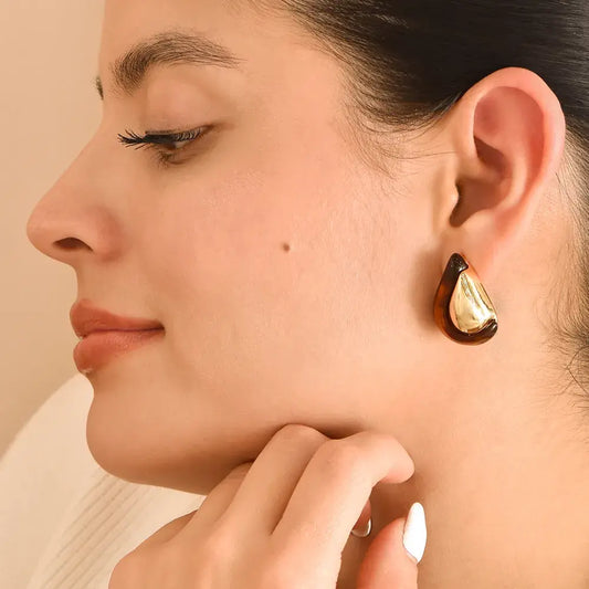 Aretes en resina cafés