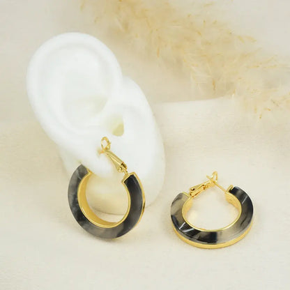 Aretes aro dorado marmoleados