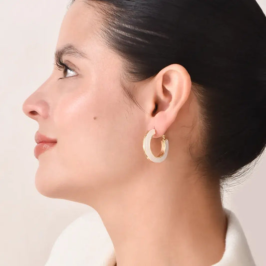 Aretes aro blancos marmoleados
